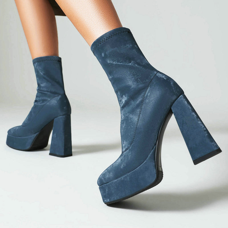 Women'S Fashion Socks - Tendance bleu foncé marron Mature dame