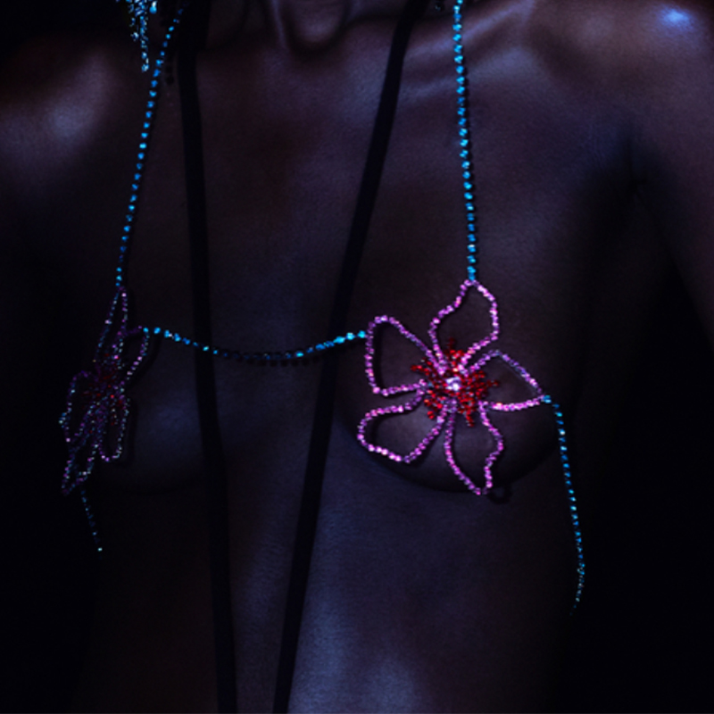 Women'S Fashion Harness - Stonefans-Soutien-gorge à fleur rose pour femme,