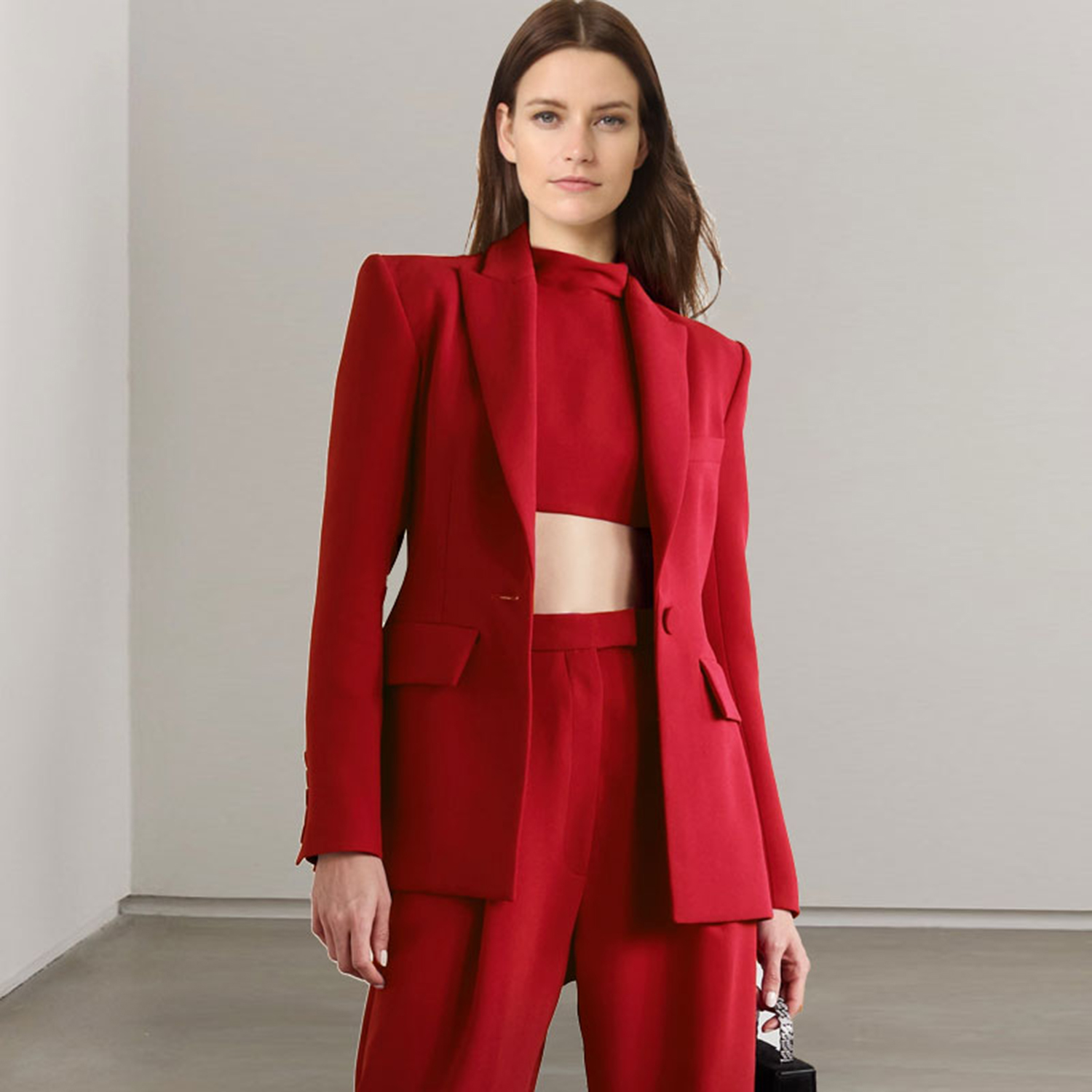Women'S Fashion Jackets - Allingentle rouge revers femmes 2 pièces