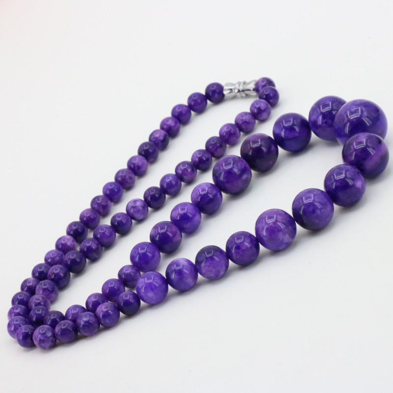 Women'S Fashion Retailers - Charoite-Collier de Perles Rondes en Pierre