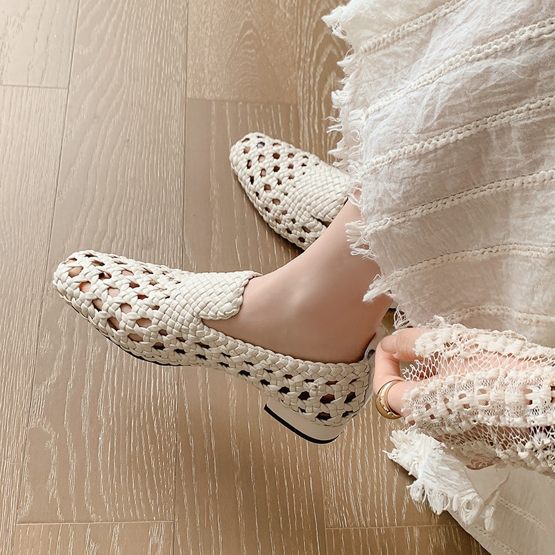 Women'S Fashion Sandals - Sandales tressées en cuir véritable pour