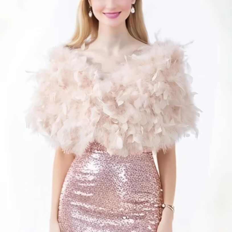 Turkey Women Fashion - Châle en plumes de dinde avec