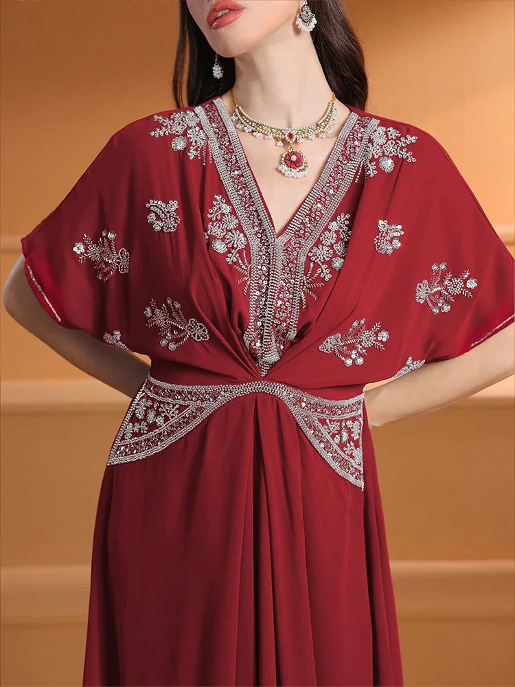 Robe longue col en V pour femm - Turkey Women Fashion avis et prix