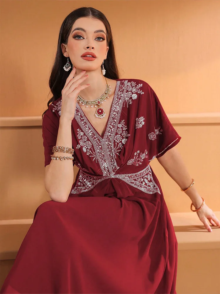 Robe longue col en V pour femm - Turkey Women Fashion avis et prix