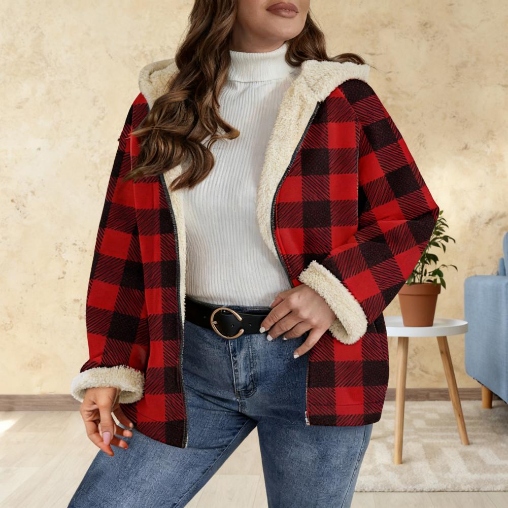 Veste en sherpa à carreaux pou - Sherpa Coat Women avis et prix