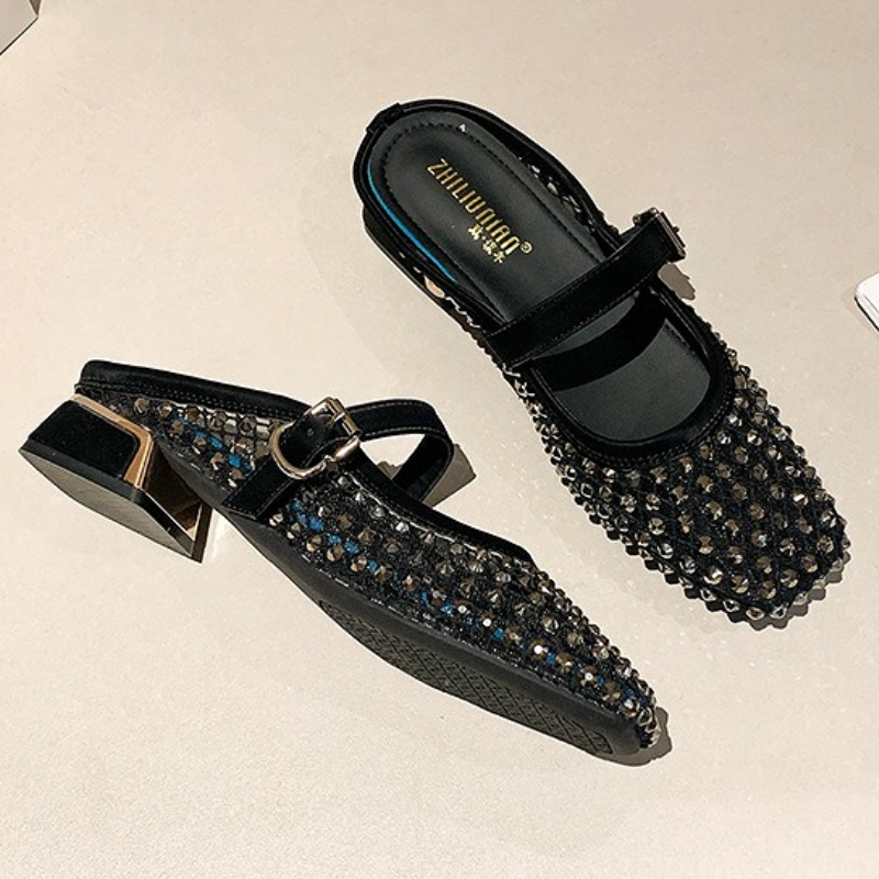 Maille strass talon épais Mule - Women'S Fashion Sandals avis et prix