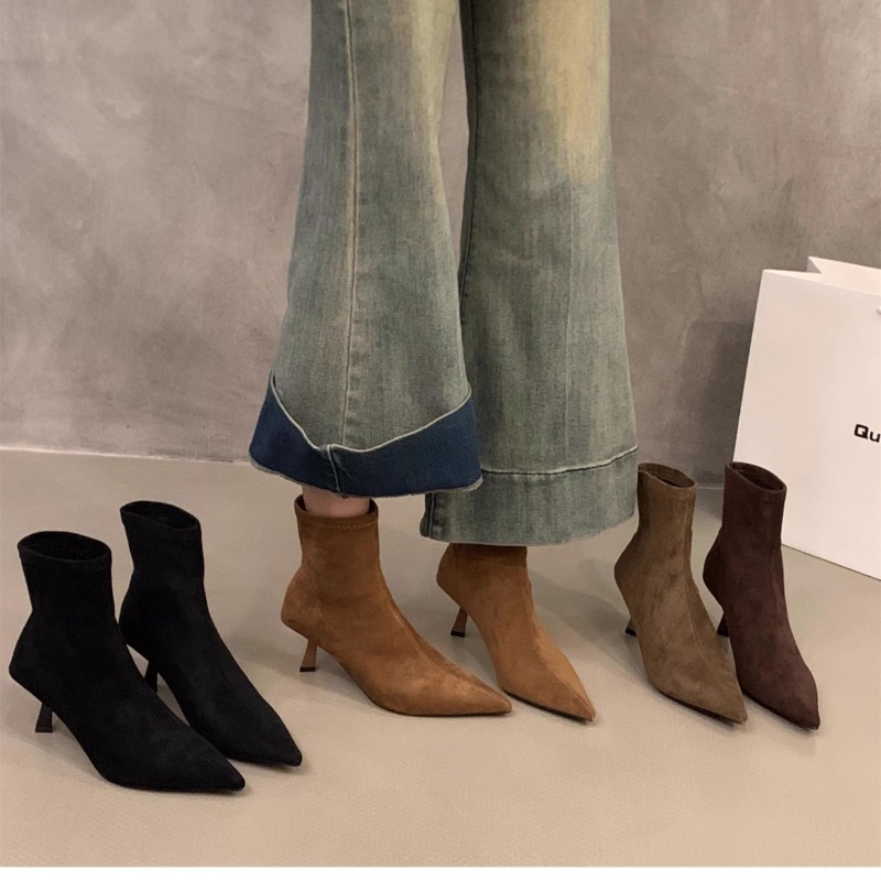 Bottines en daim extensible po - Women'S Fashion Socks avis et prix