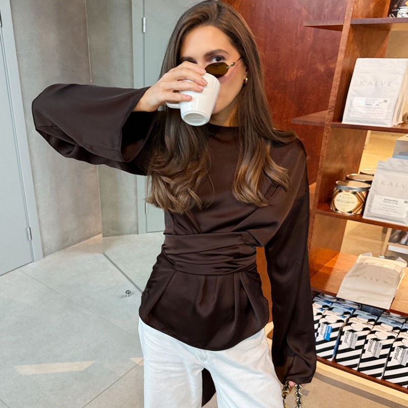 Chemisier élégant marron à nou - Women'S Fashion Vogue avis et prix